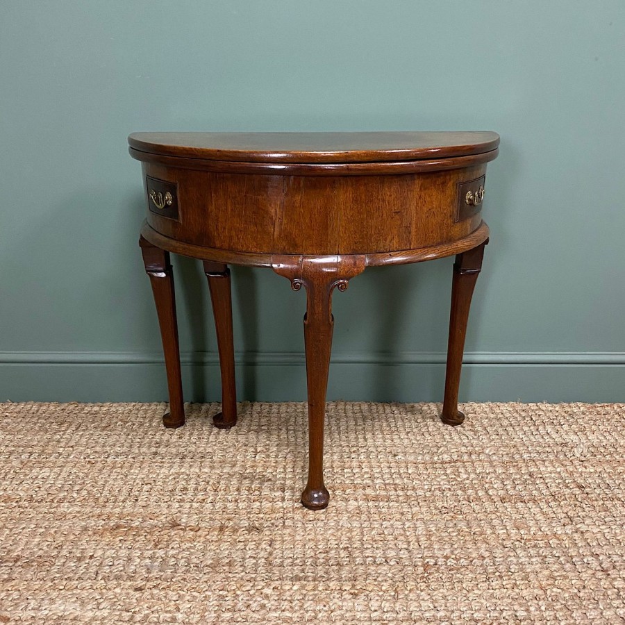 Antique Furniture Antiques World (via WooCommerce) Card / Games Tables | Period Mahogany Demi Lune Antique Georgian Tea Table