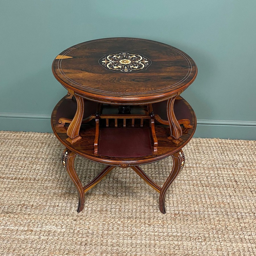 Antique Furniture Antiques World (via WooCommerce) Tables | Unusual Victorian Rosewood Antique Revolving Book Table