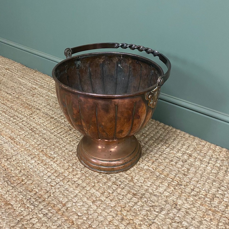 Antique Furniture Antiques World (via WooCommerce) Collectables | Unusual Arts & Crafts Copper Antique Coal Bucket