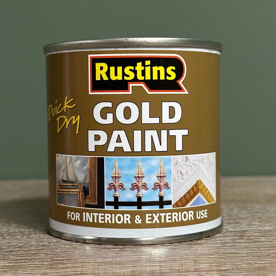 Restoration Materials Antiques World (via WooCommerce) Metal Cleaning / Colouring | Rustins Gold Paint - 250Ml