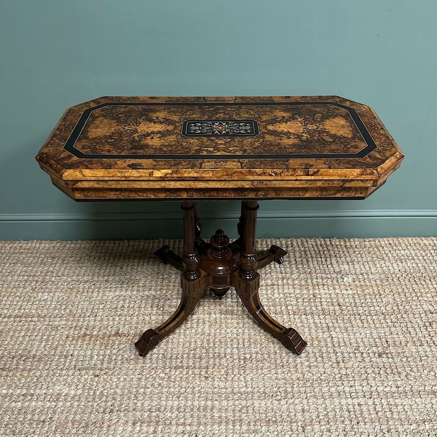 Antique Furniture Antiques World (via WooCommerce) Card / Games Tables | Beautifully Inlaid Walnut Antique Victorian Card Table / Games Table