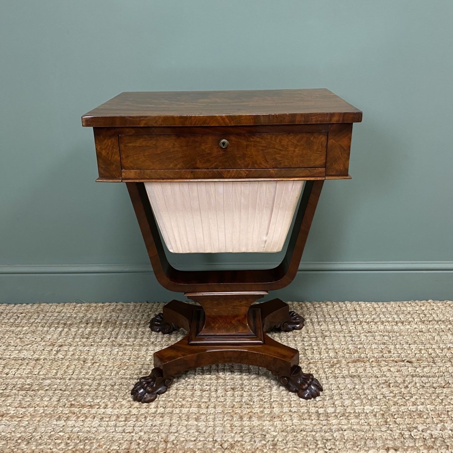 Antique Furniture Antiques World (via WooCommerce) Occasional Tables | Spectacular William Iv Mahogany Antique Work Table